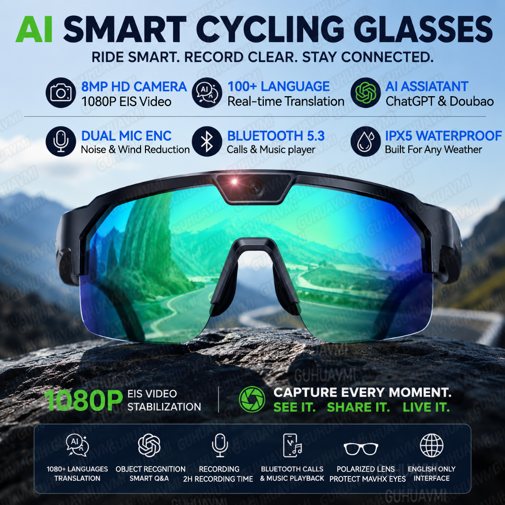 Audio With Music Ai - Lunettes Intelligentes 2026 Améliorées avec Caméra