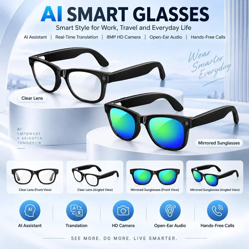 Lunettes intelligentes AI 2026 - Audio With Music Ai avis et prix